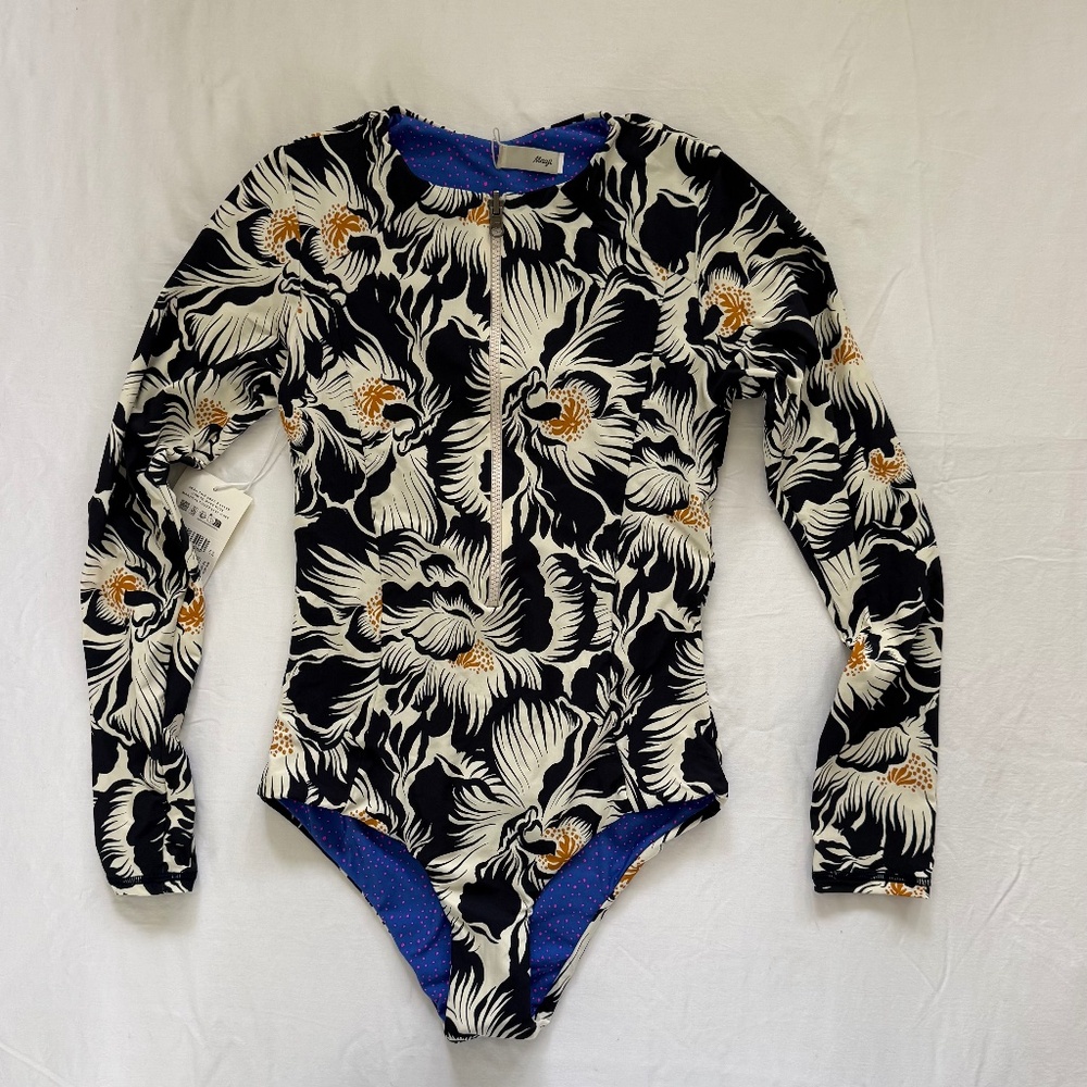 NWT MAAJI Swim Long Sleeve Half Zip Floral One Piece - Womens S